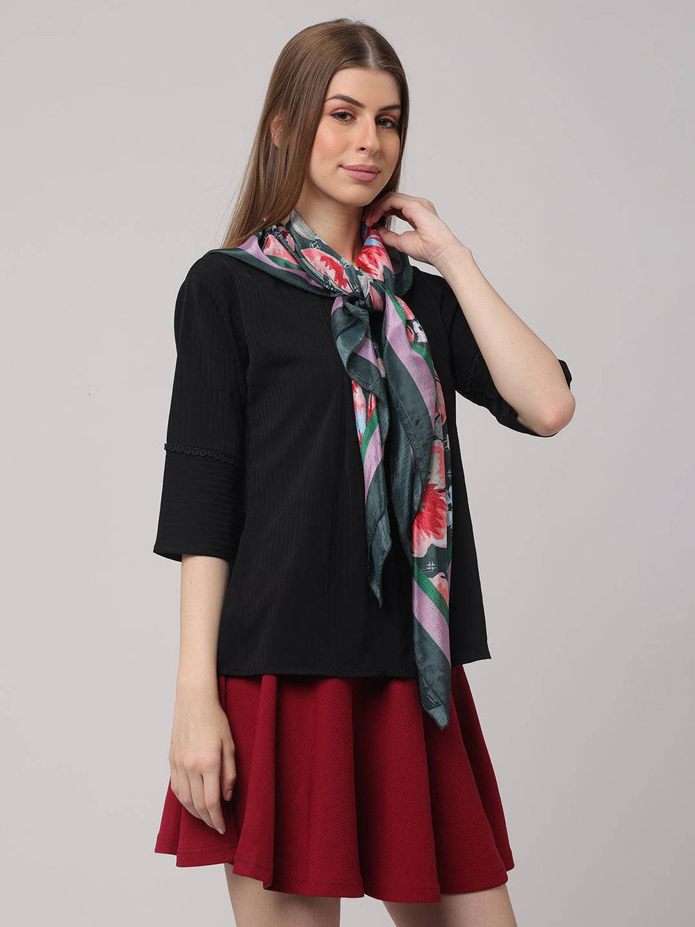 Vibrant Floral Silk Scarf