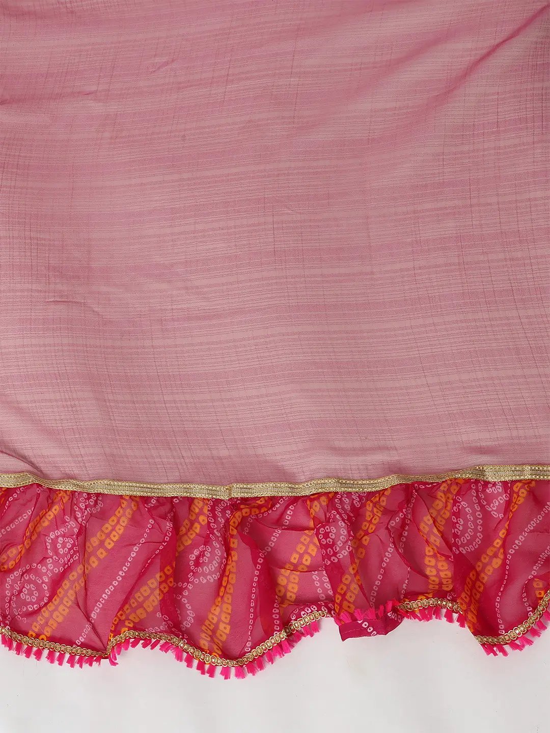 Soft Georgette Bandhej Print Ruffle Party Wear Saree