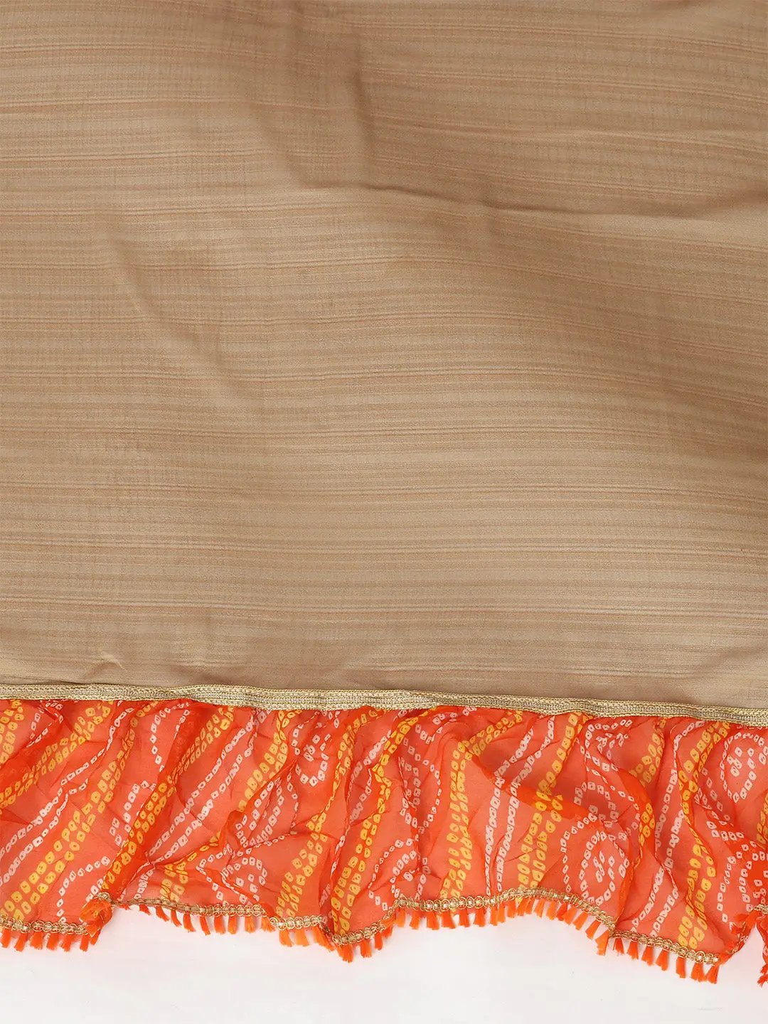 Soft Georgette Bandhej Print Ruffle Party Wear Saree