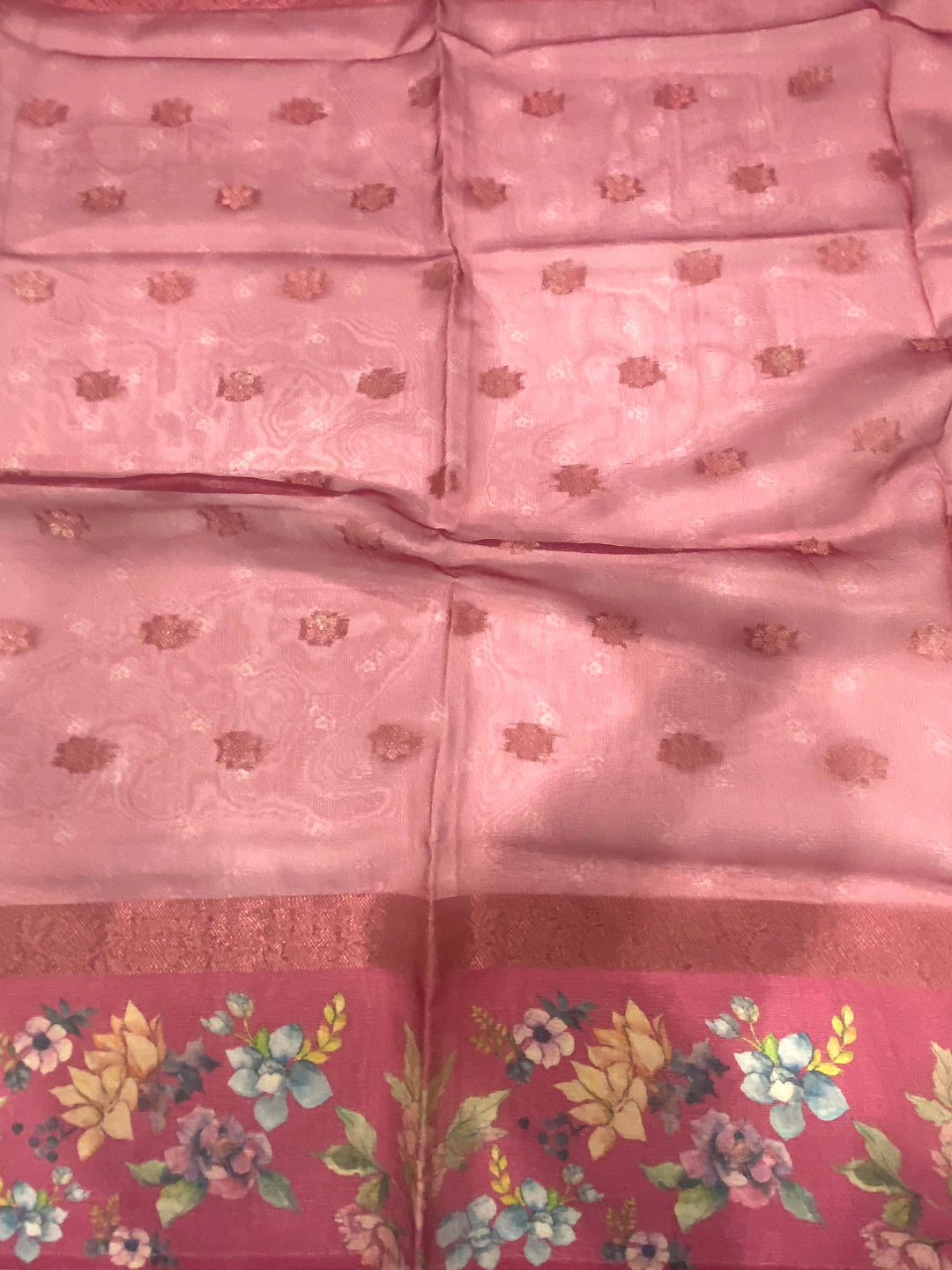 Red Tissue Digital Floral Saree