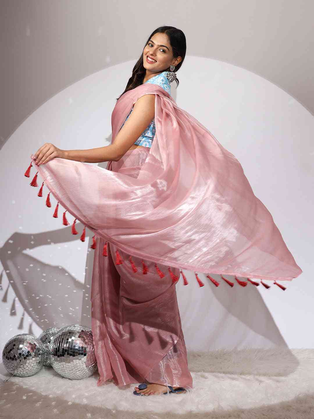 Chiffon Dual Tone Party Wear Designer Saree