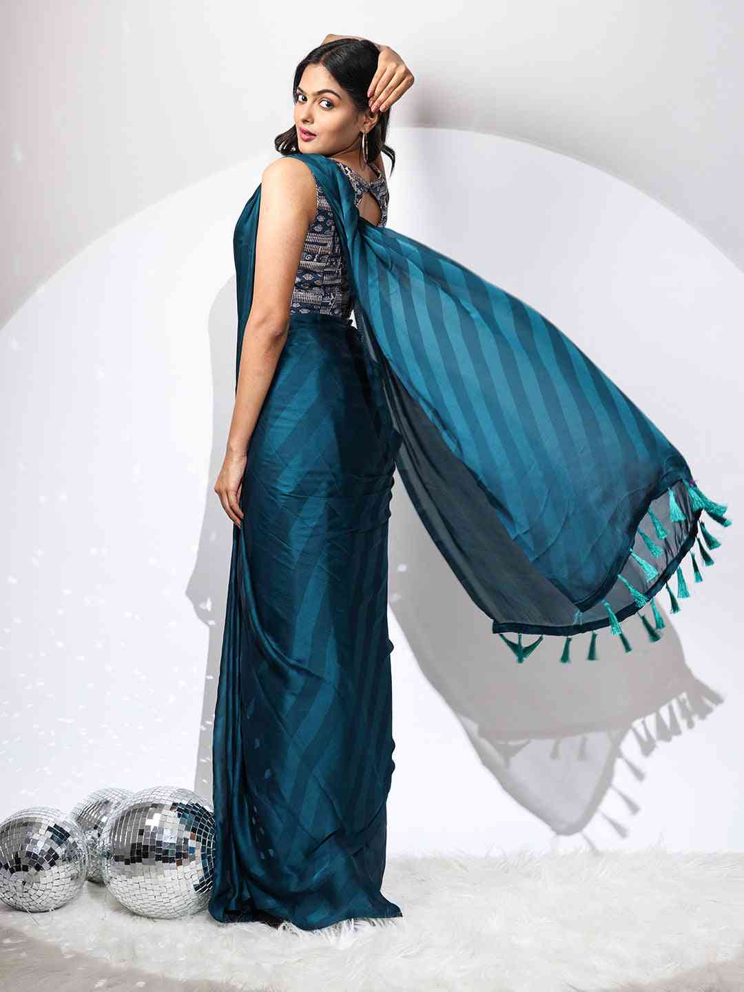 Pure Chiffon Dual Tone Designer Saree