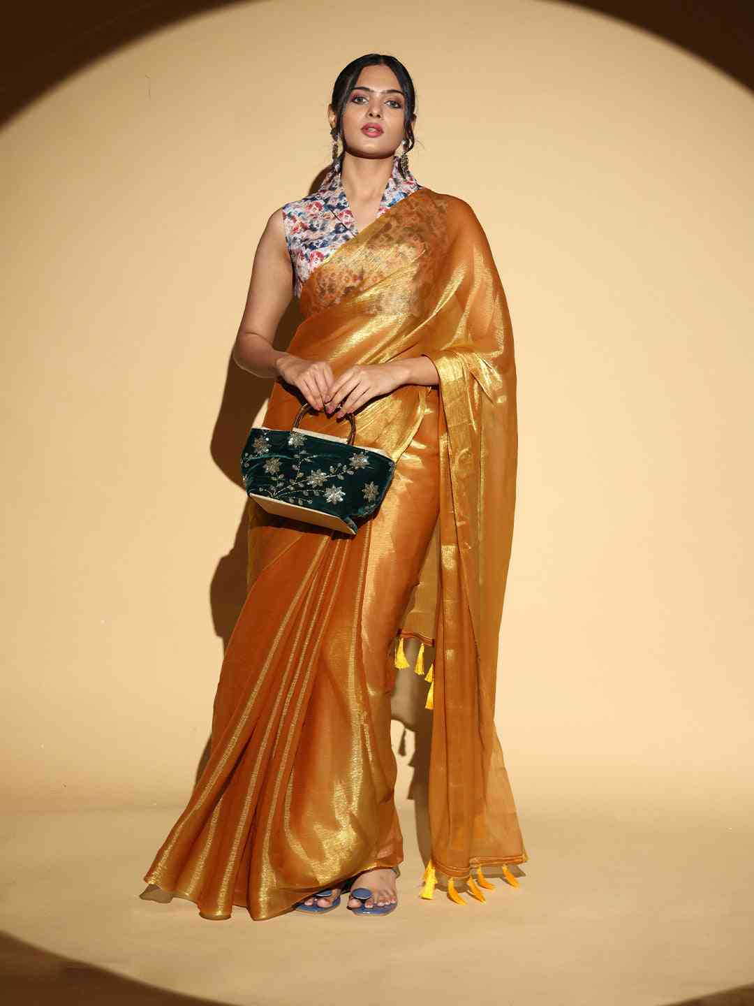 Chiffon Dual Tone Party Wear Designer Saree