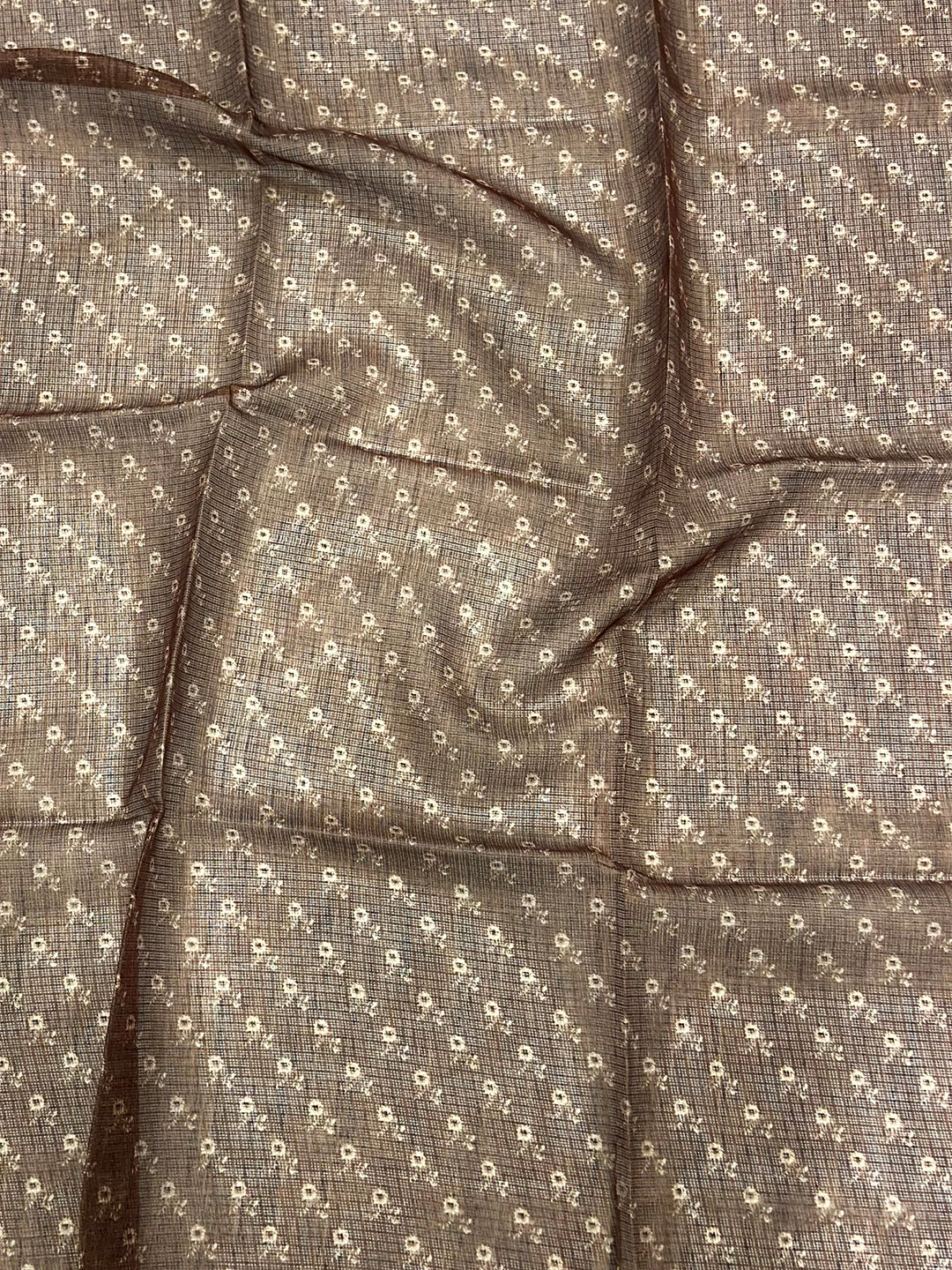 Brown Kota Doriya Floral Cut Work Saree