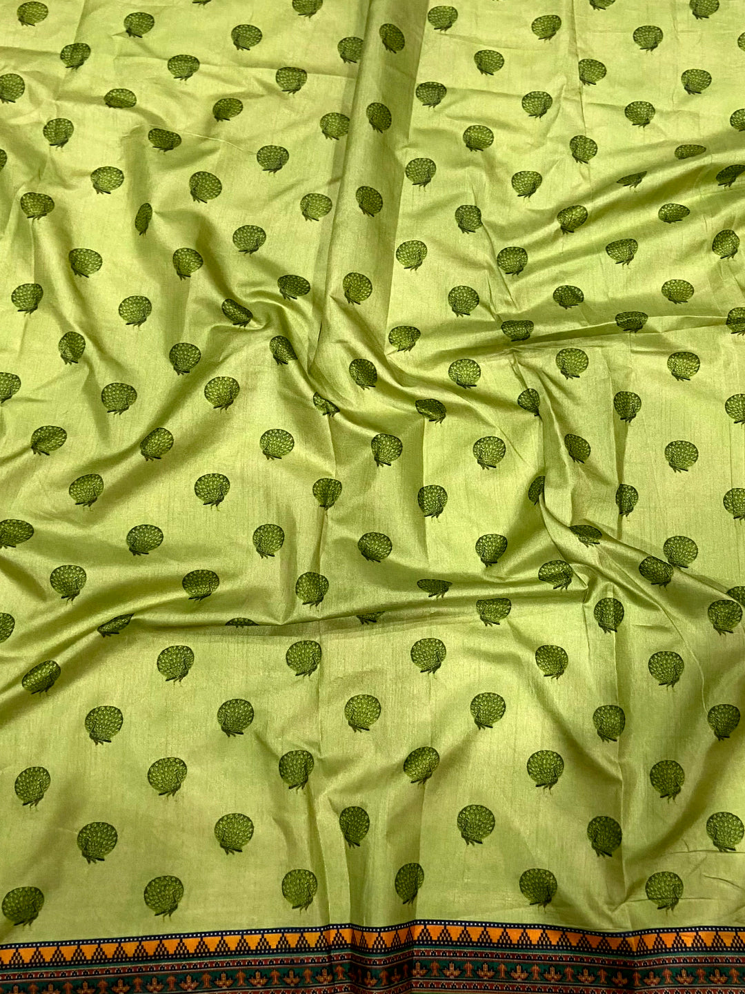 Olive Soft Dola Silk Printed Saree