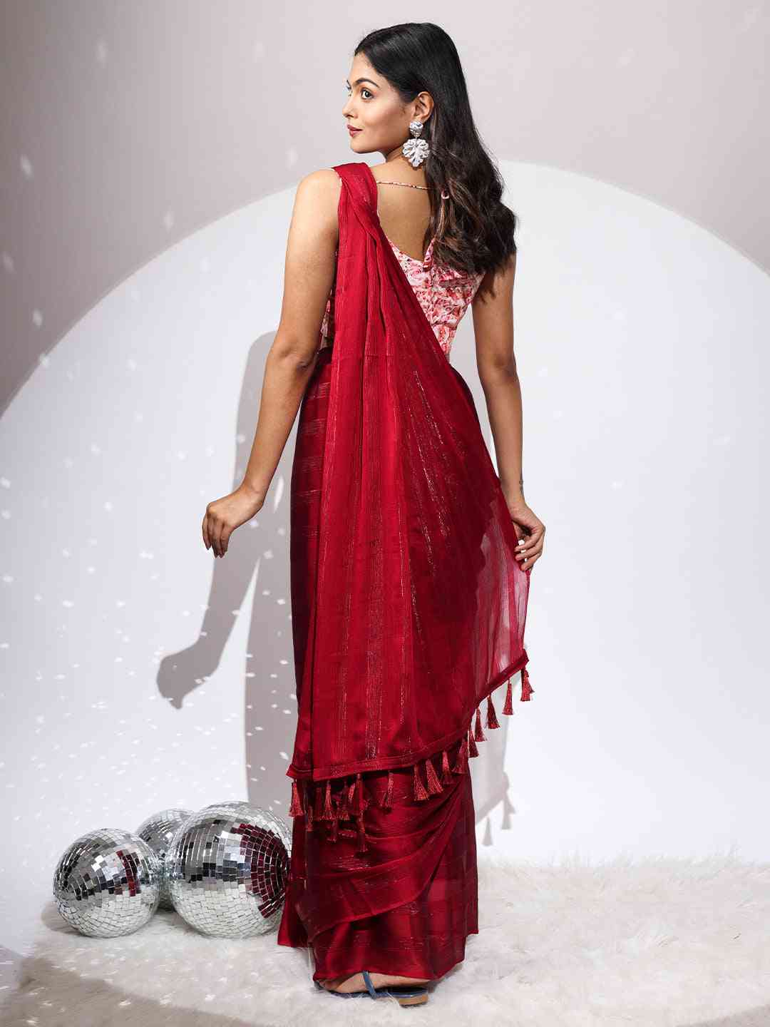 Pure Chiffon Dual Tone Designer Saree