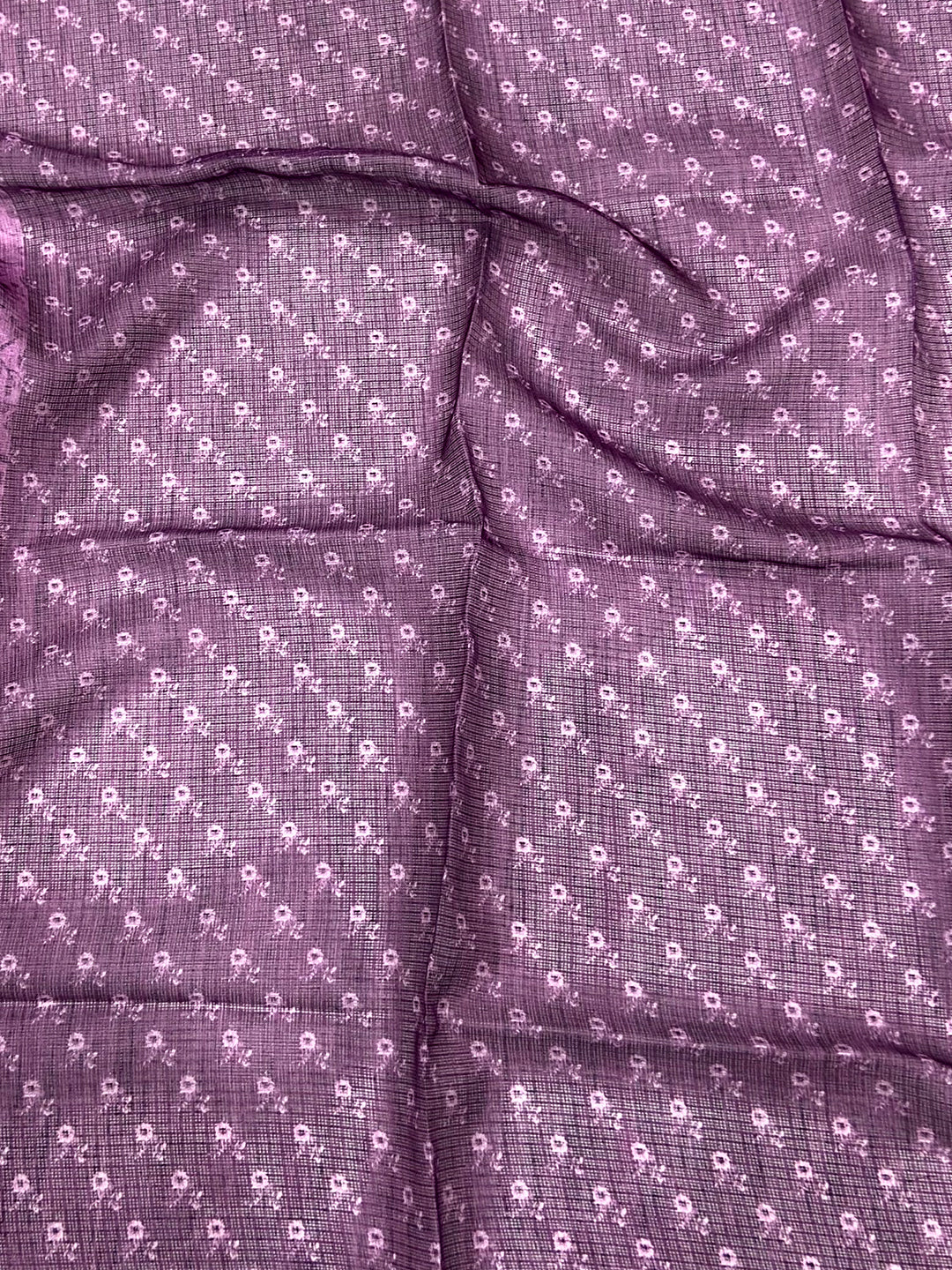 Lilac Purple Kota Doriya Floral Cut Work Saree