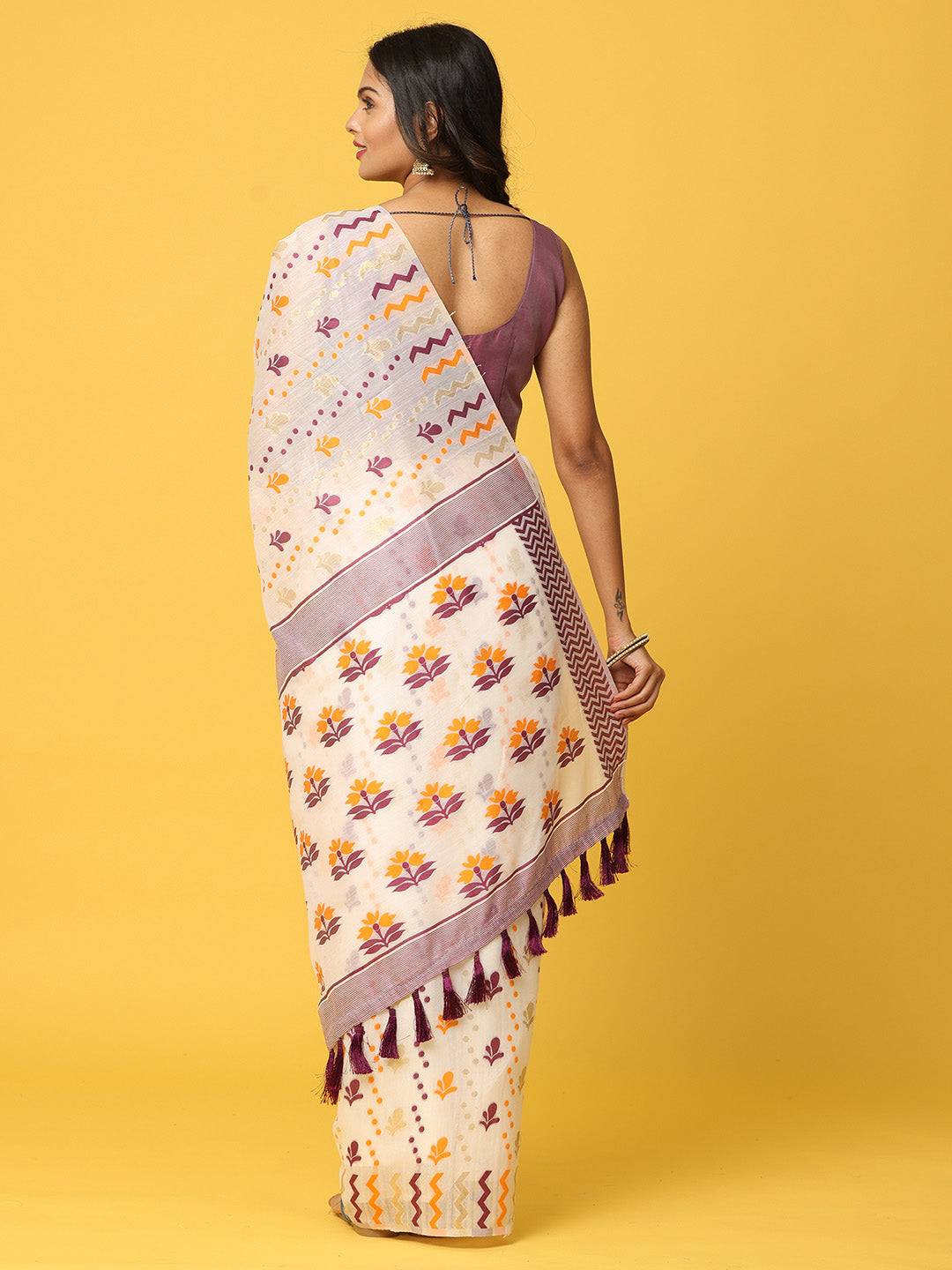 Dhakai Jamdani Cotton Silk Saree