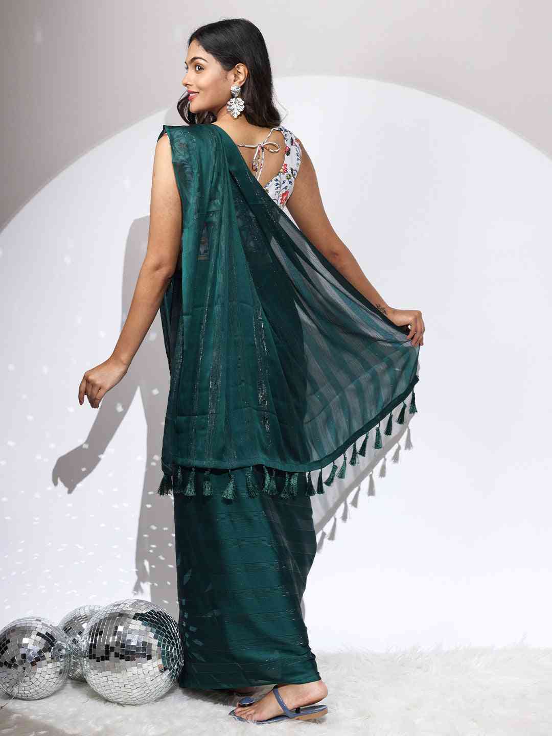 Pure Chiffon Dual Tone Designer Saree