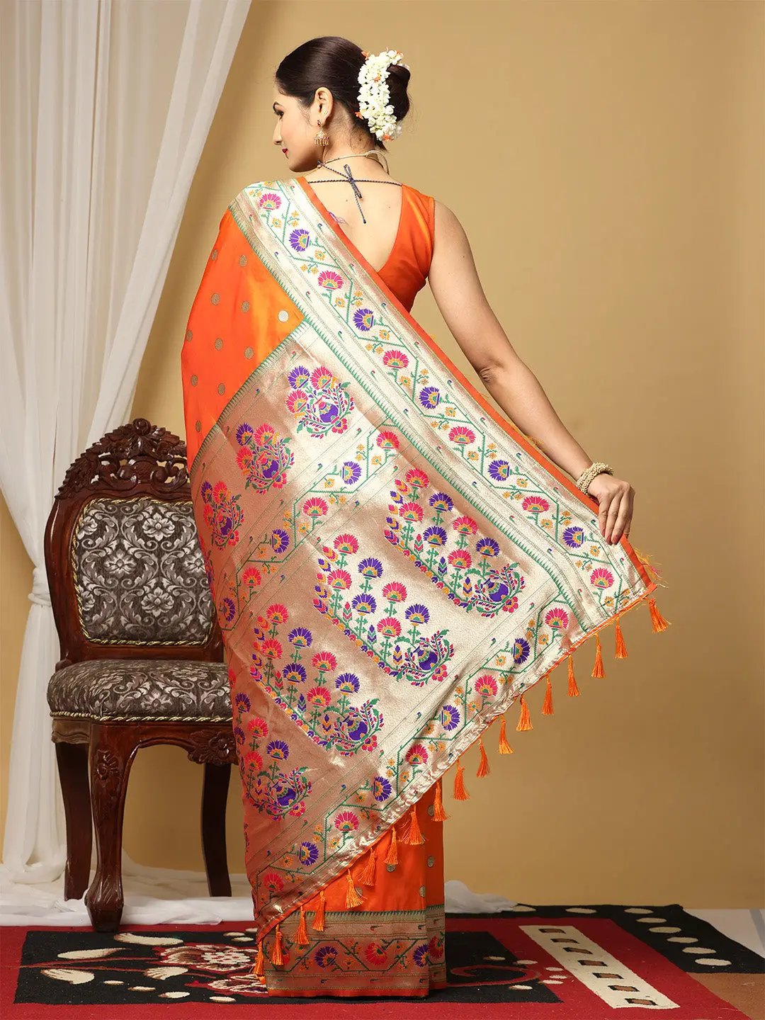 Yevla Paithani Minakari Silk Saree