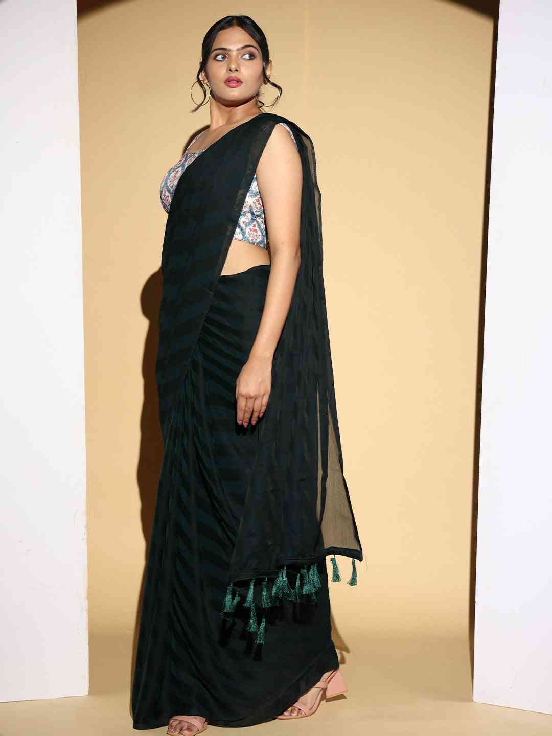 Pure Chiffon Dual Tone Designer Saree