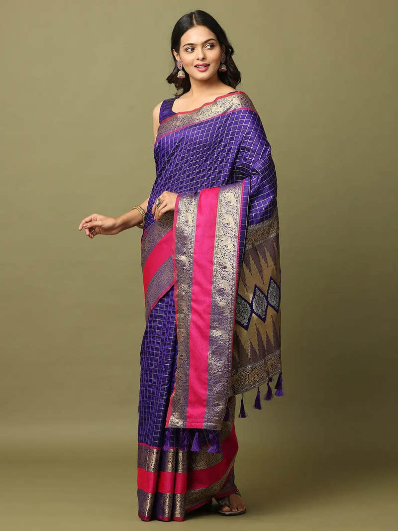 Soft Silk Woven Design Zari Kanchi Blend Banarasi Saree