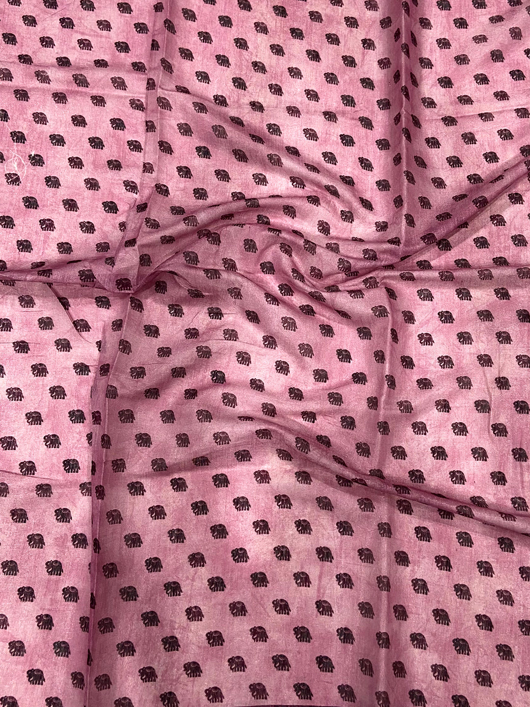 Blush Pink Warli Print Tissue Chanderi Saree