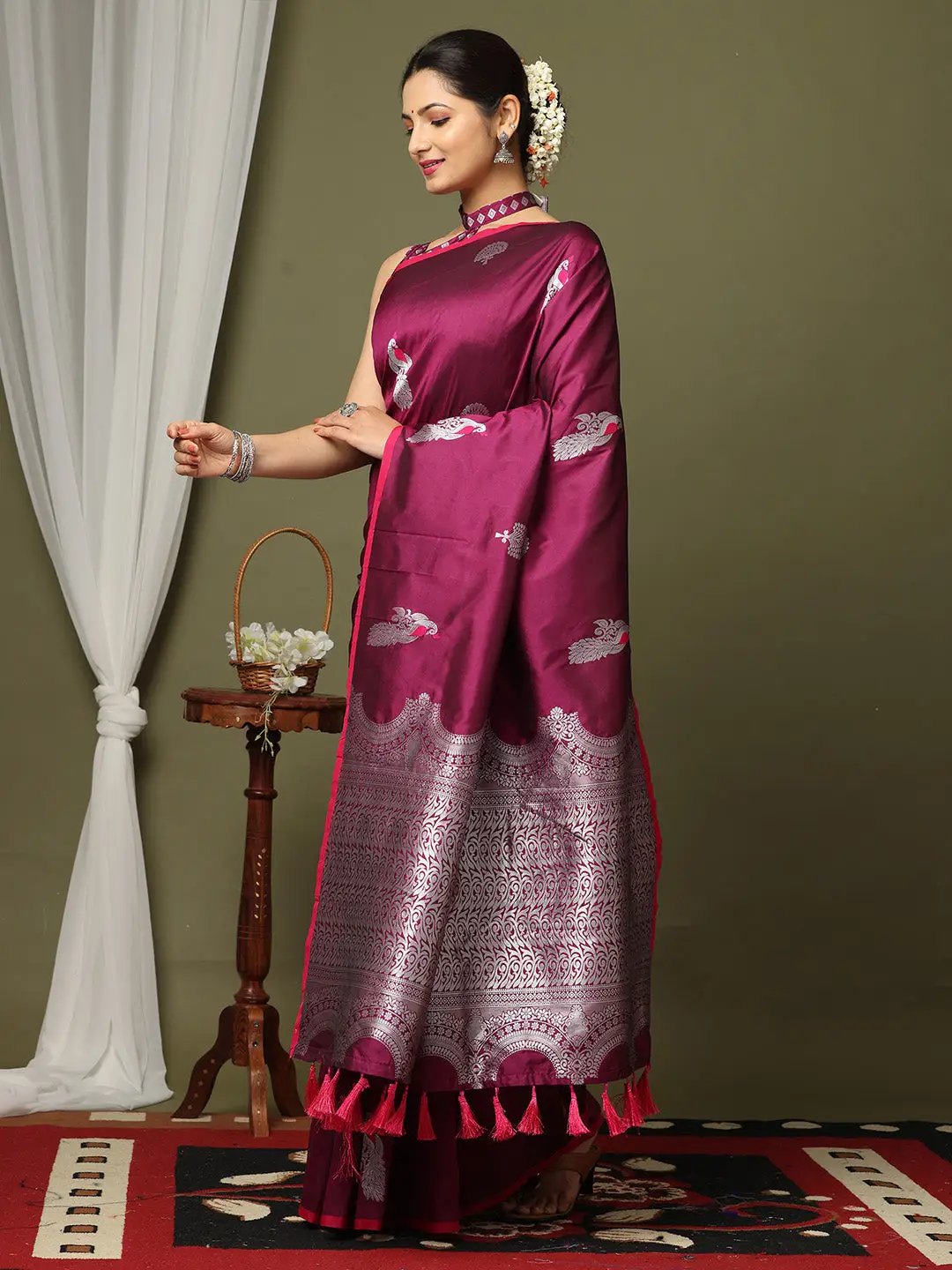 Pure Banarasi Katan Silk Kanchi Zari Weaving Saree