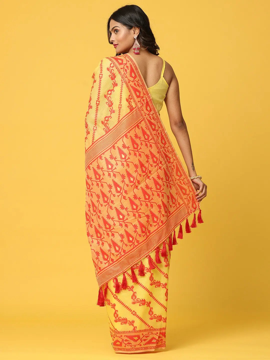 Dhakai Jamdani Cotton Silk Saree
