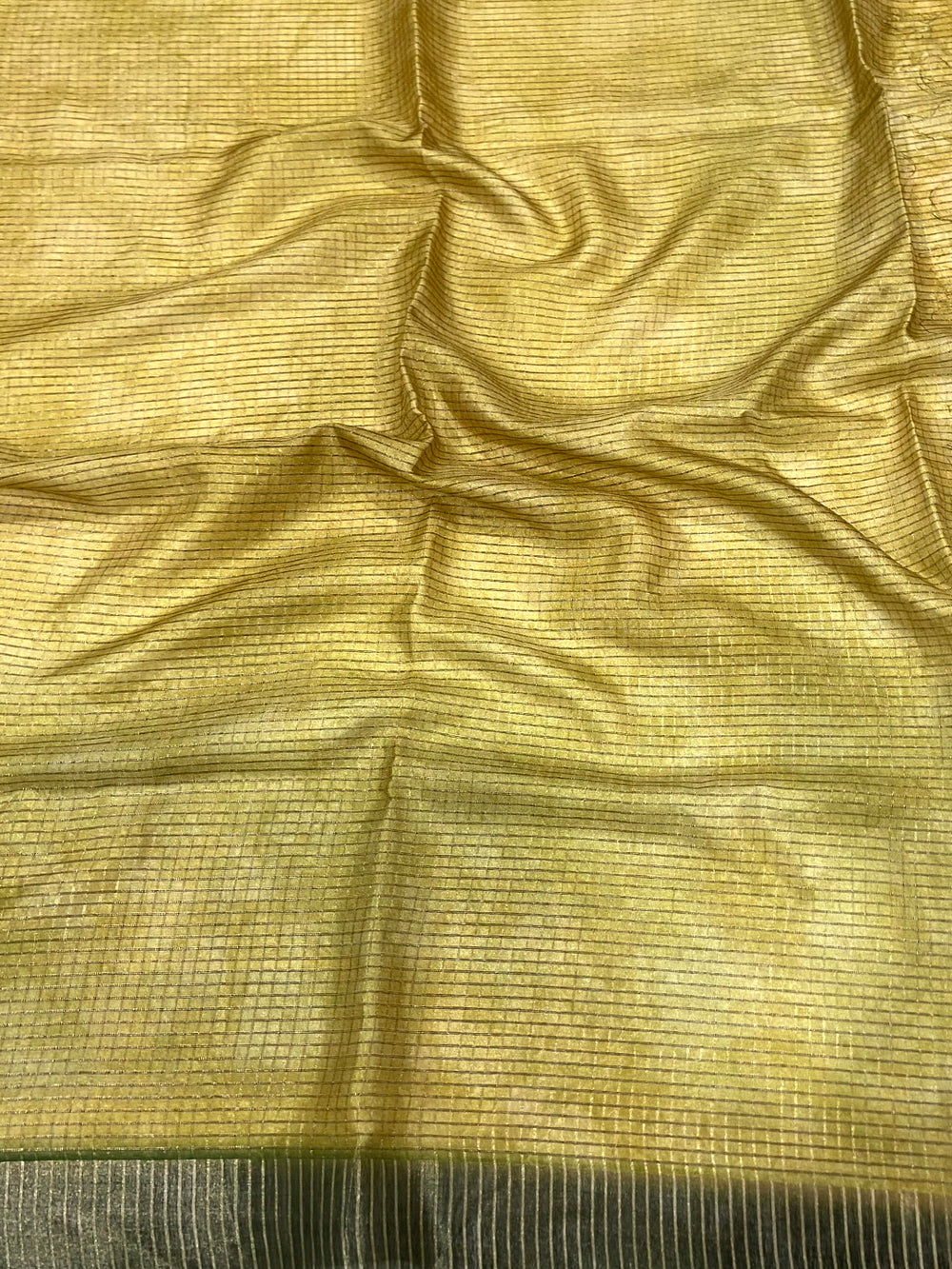 Olive Kalamkari Pichwai Black Check Saree