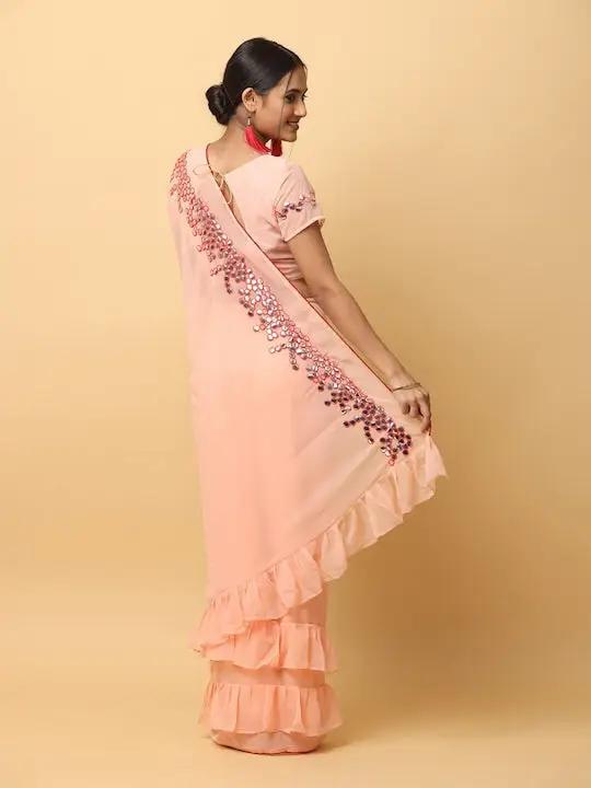 Soft Georgette Ruffle Party Wear Saree