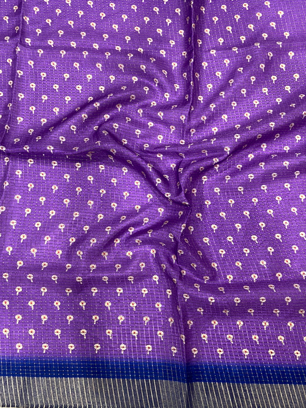 Lavender Chanderi Check Sparrow Print Saree
