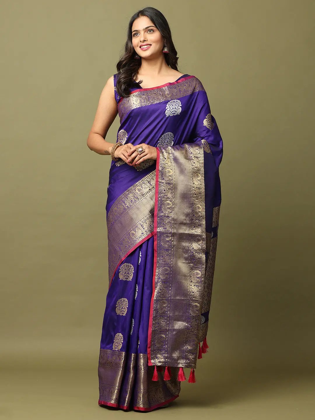 Pure Banarasi Katan Silk Kanchi Zari Weaving Saree