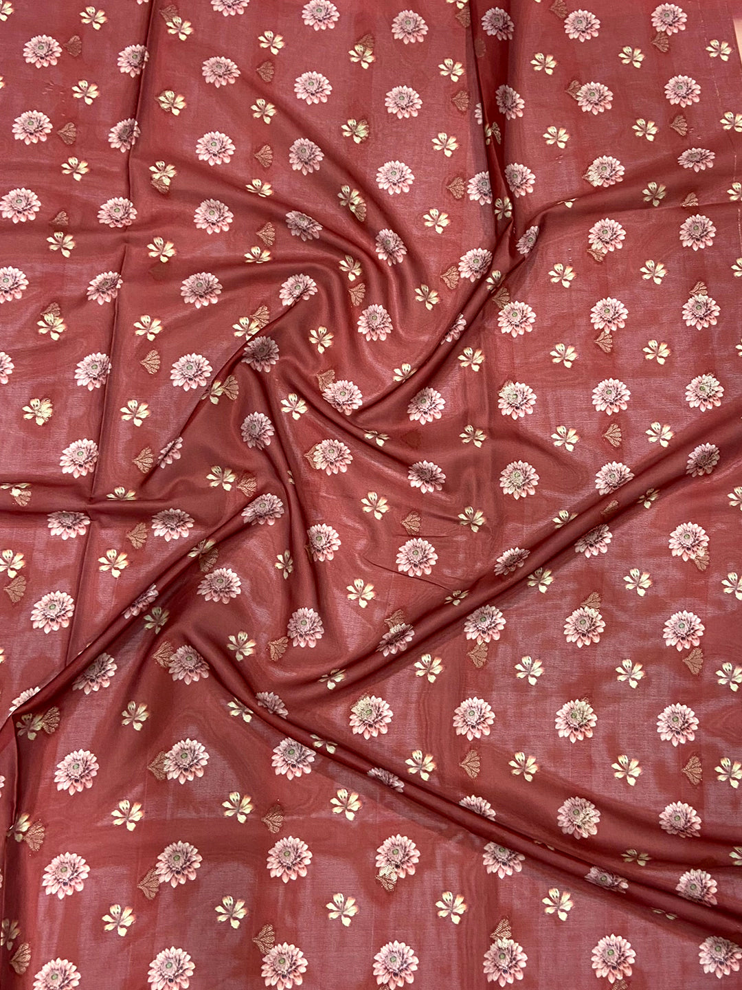 Peach Kalamkari Ombre Crepe Silk Saree