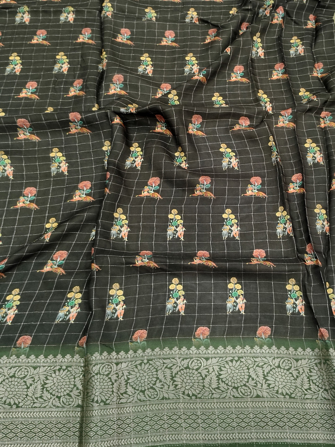 Light Green Pure Viscose Floral Printed Saree