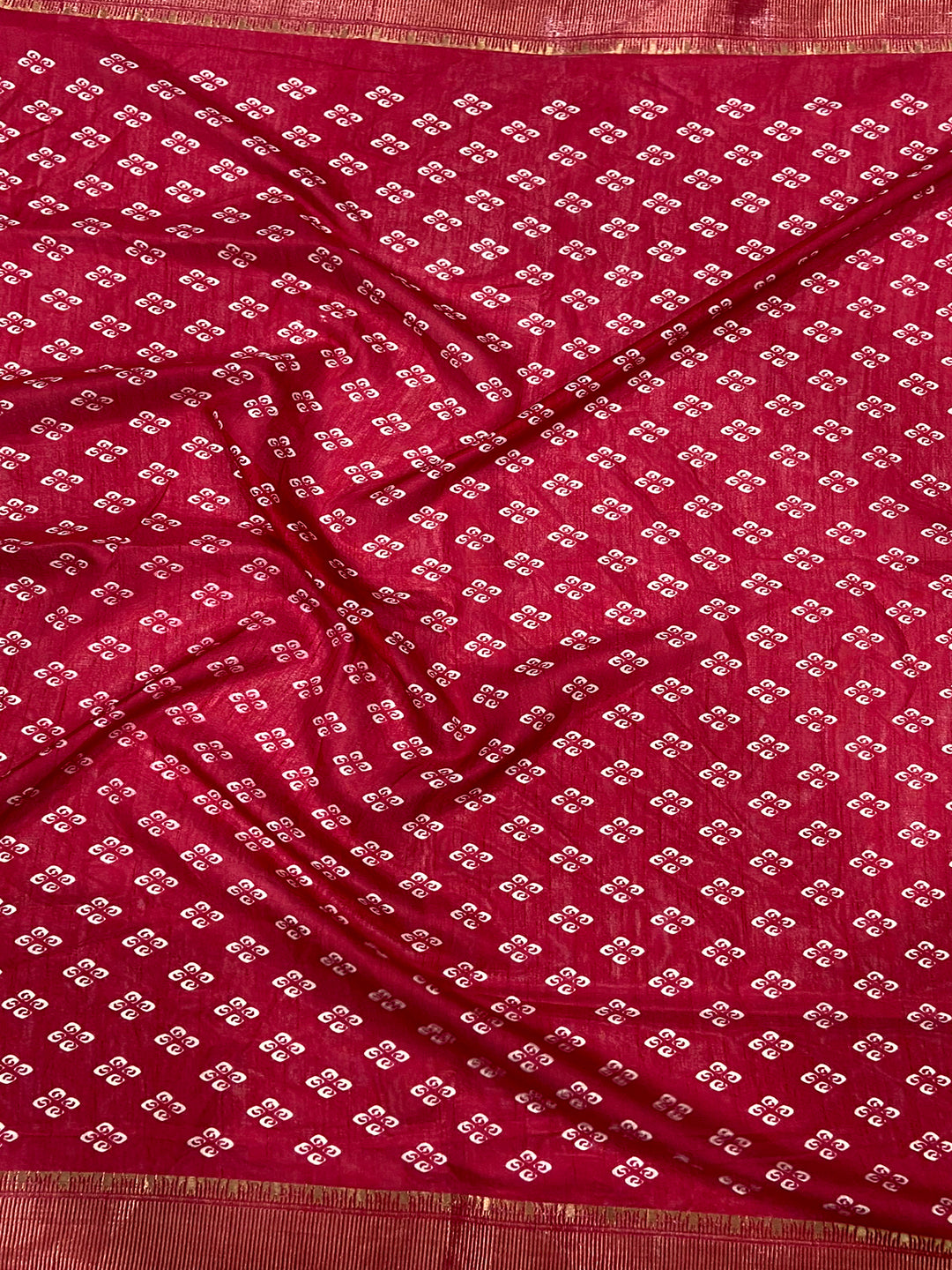 Red Soft Dola Bandhej Print Saree