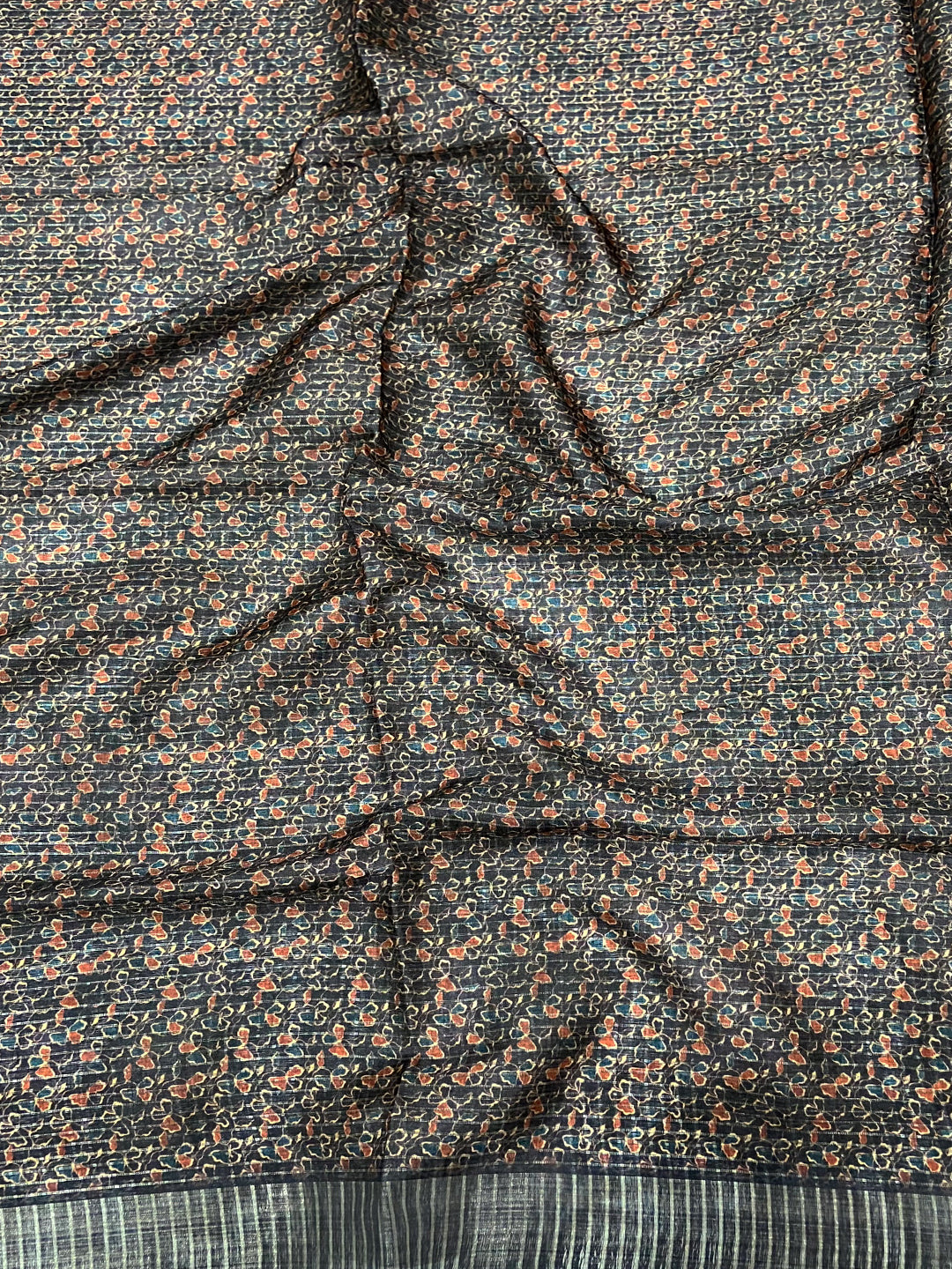 Black Chex Kalamkari Print Saree