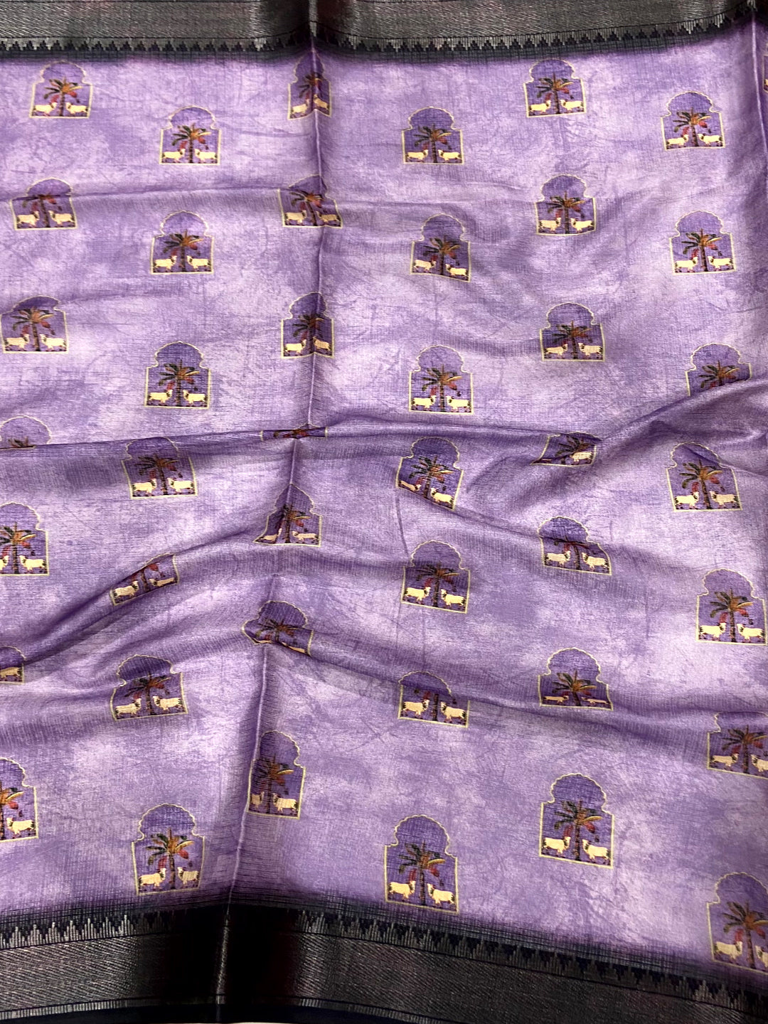 Lavender Soft Silk Tissue Pichwai Print Saree