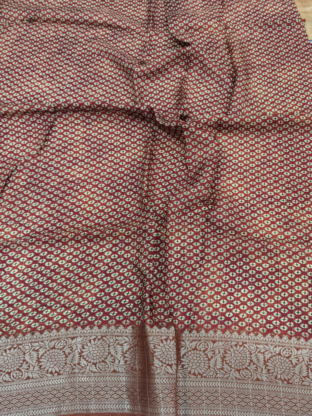 Orange Floral Printed Viscose Saree