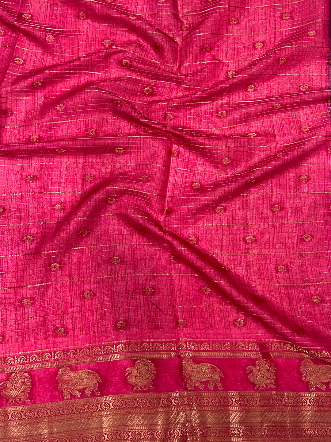Royal Blue Soft Dola Silk Striped Print Saree
