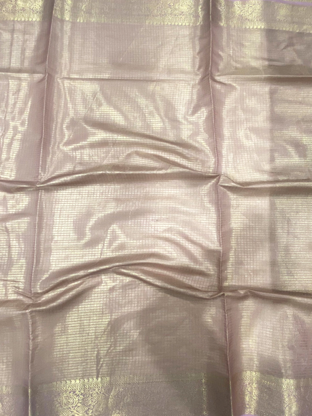 Stylish Lavender Self Gold Zari Floral Print Saree