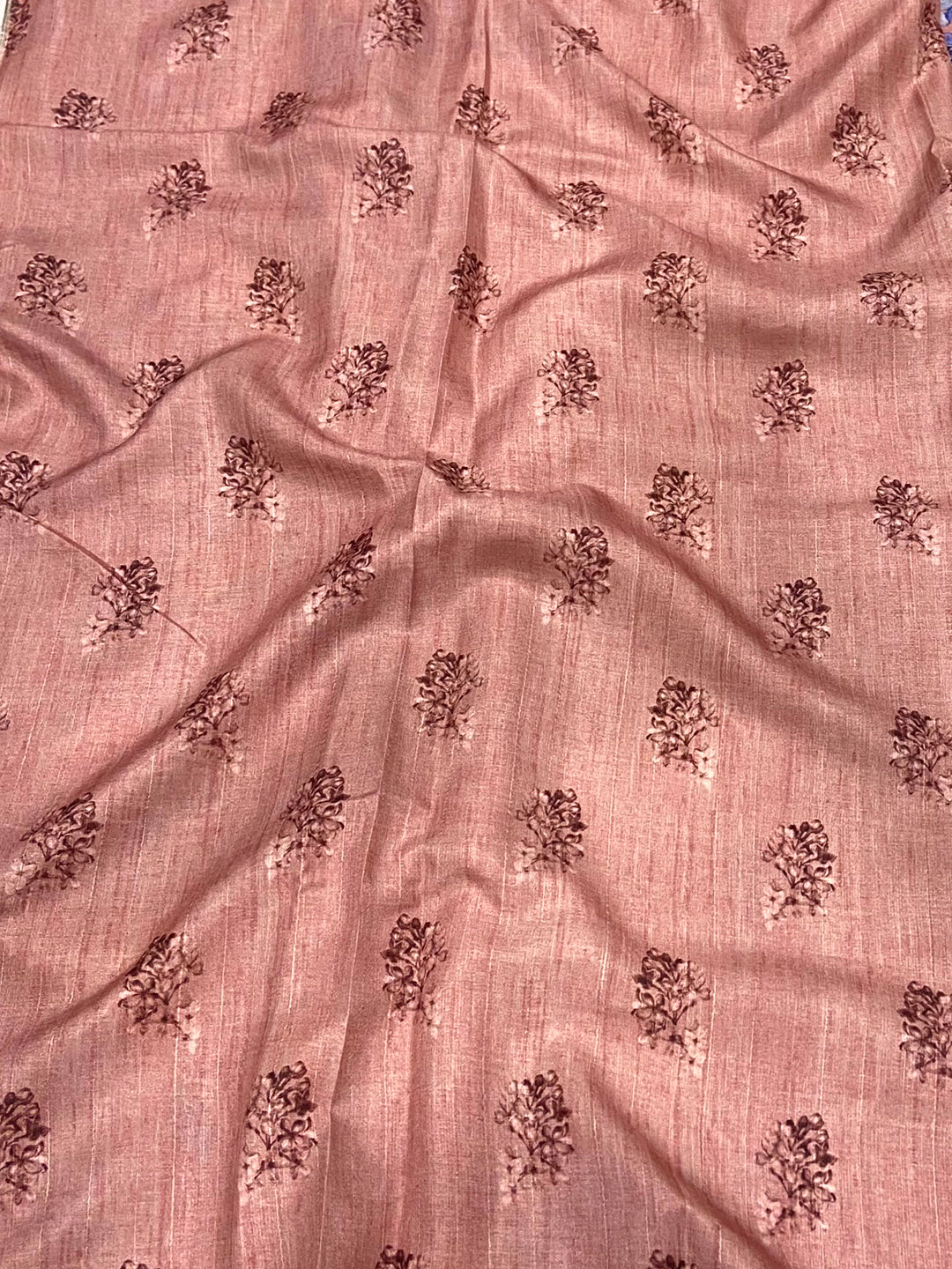 Off White Tussar Ghicha Silk Saree