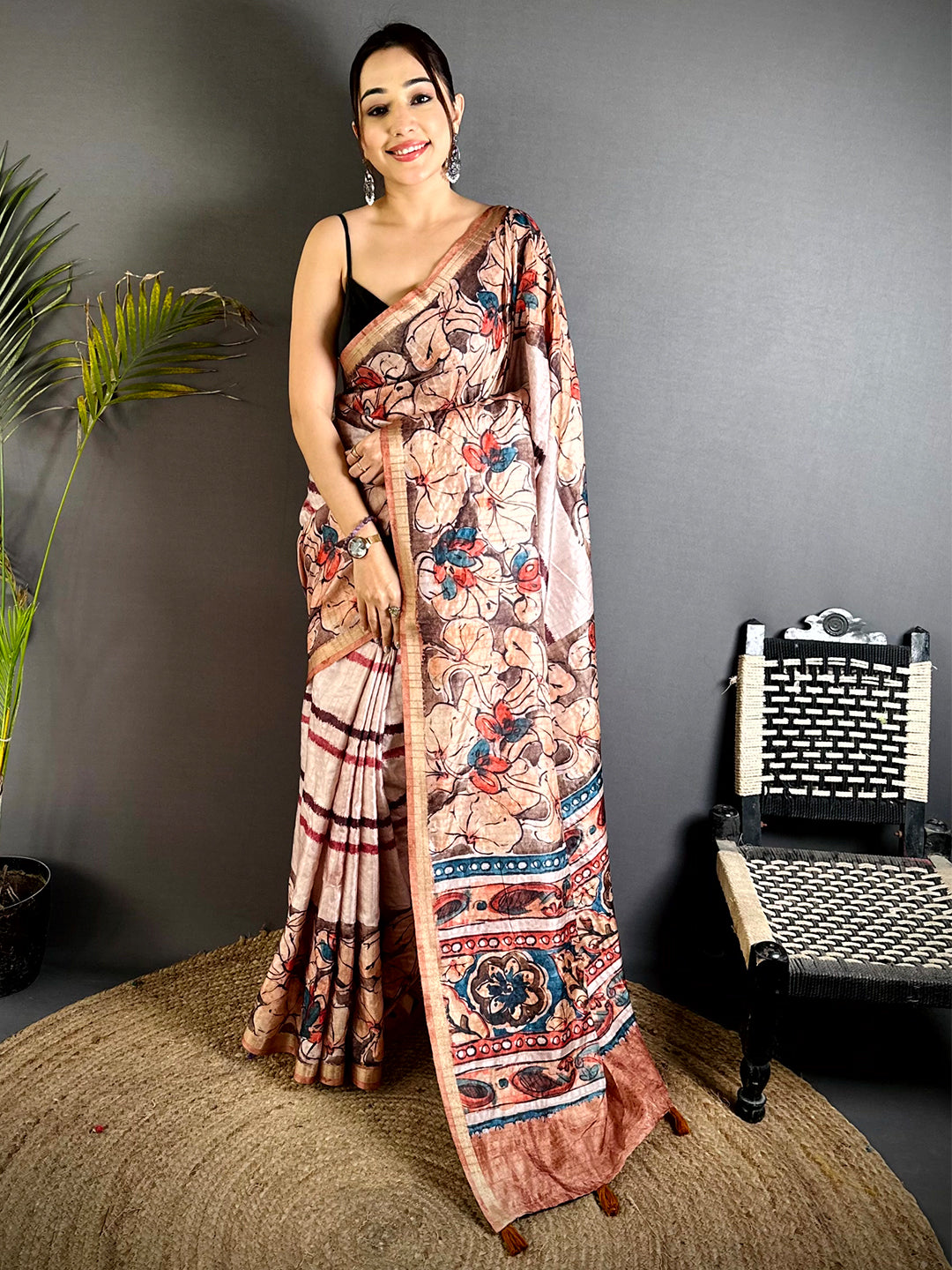 Artistic Ghicha Tussar Digital Art Saree