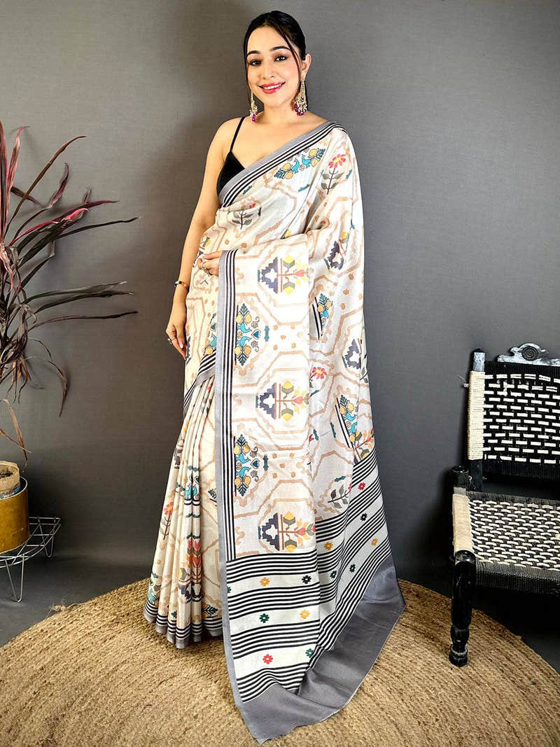 Radiance Kalamkari Geometric Tussar Saree