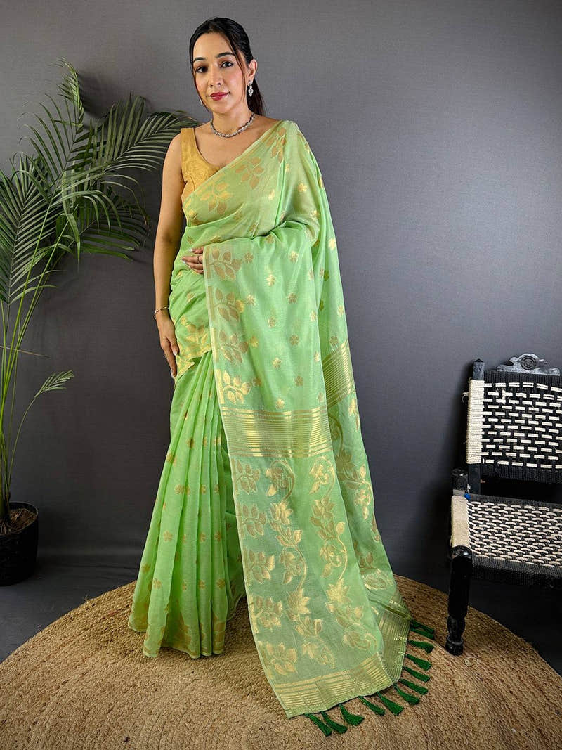 Elegant Essence Cotton Silk Dhakai Saree