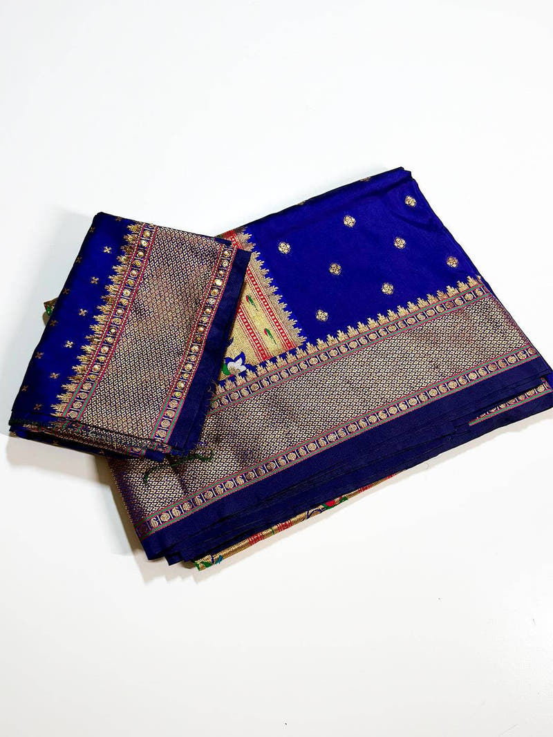 Purple Copper Zari Woven Soft Silk Paithani Saree With Maggam Blouse