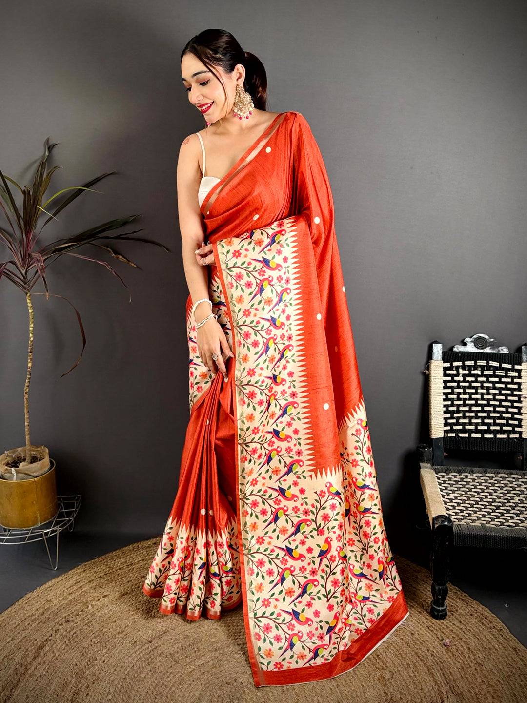 Exclusive Soft Tussar Paithani Border Saree