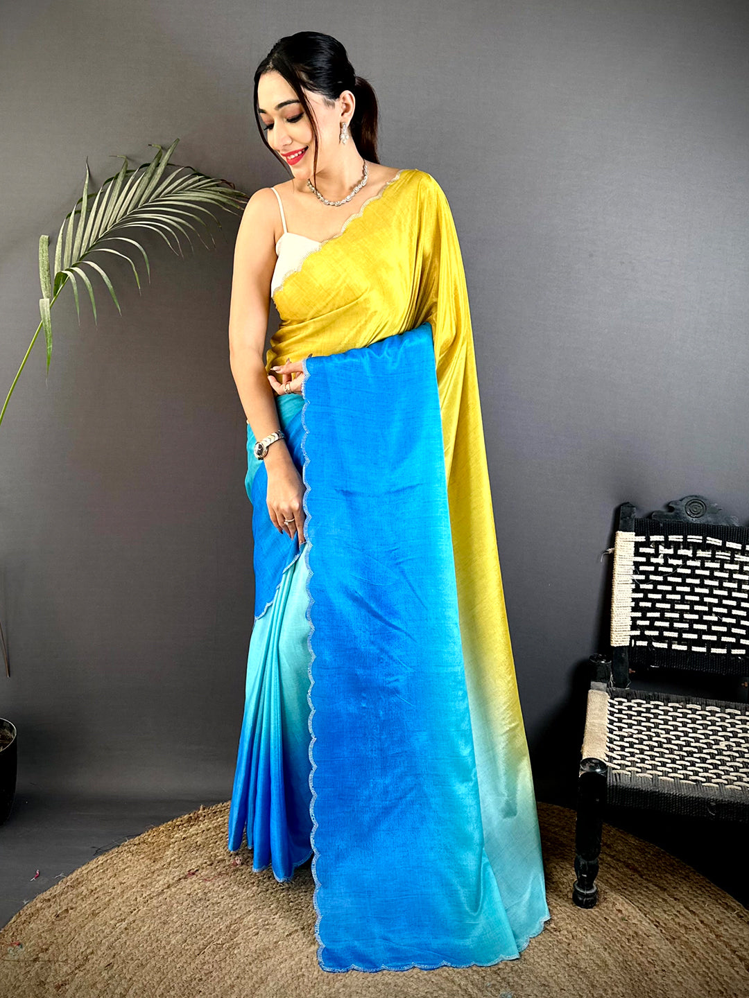 Radiant Ombre Chiffon Swarovski Saree