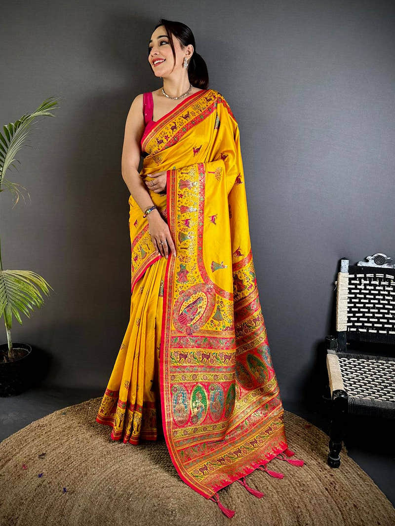 Royal Kashmiri Pashmina Minakari Saree