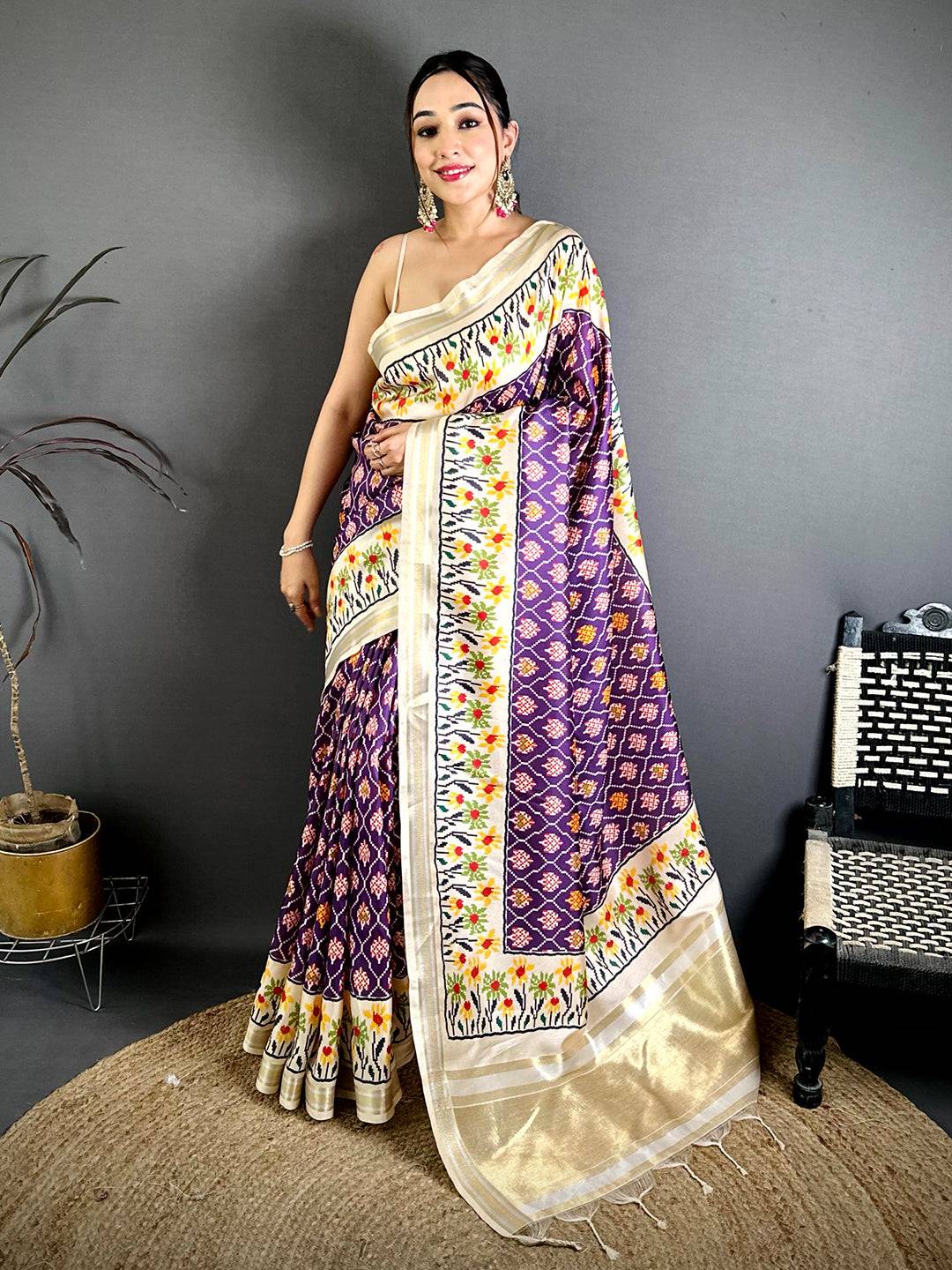 Exclusive Digital Ikkat Kanchi Silk Saree