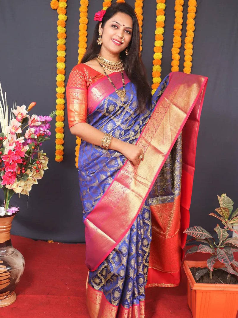 Royal Blue Banarasi Brocade Saree