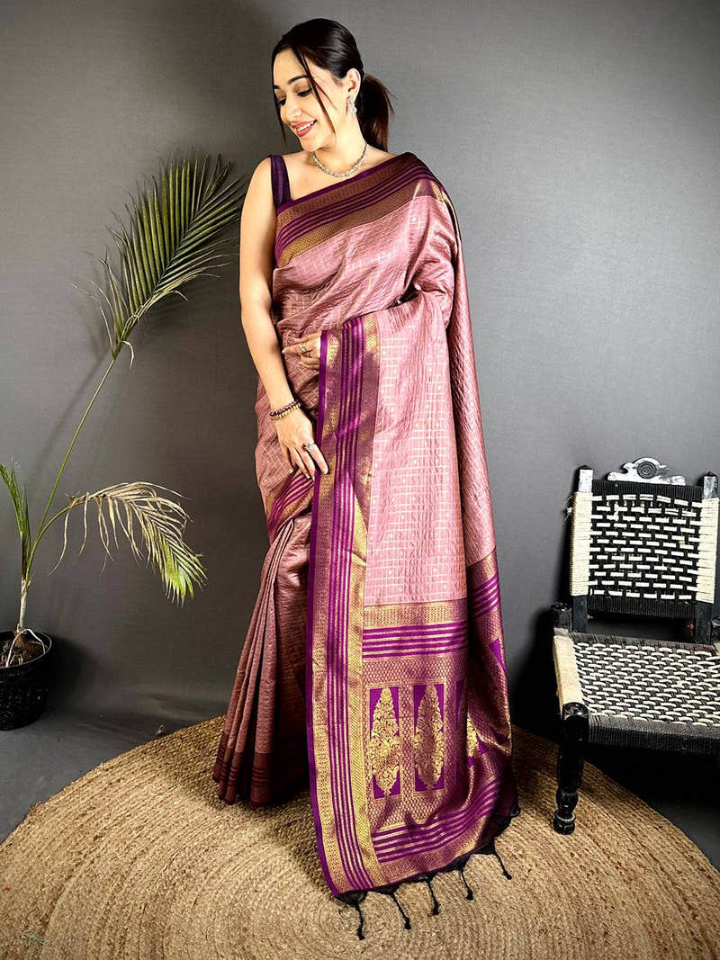Opulent Magenta Banarasi Katan Silk Saree