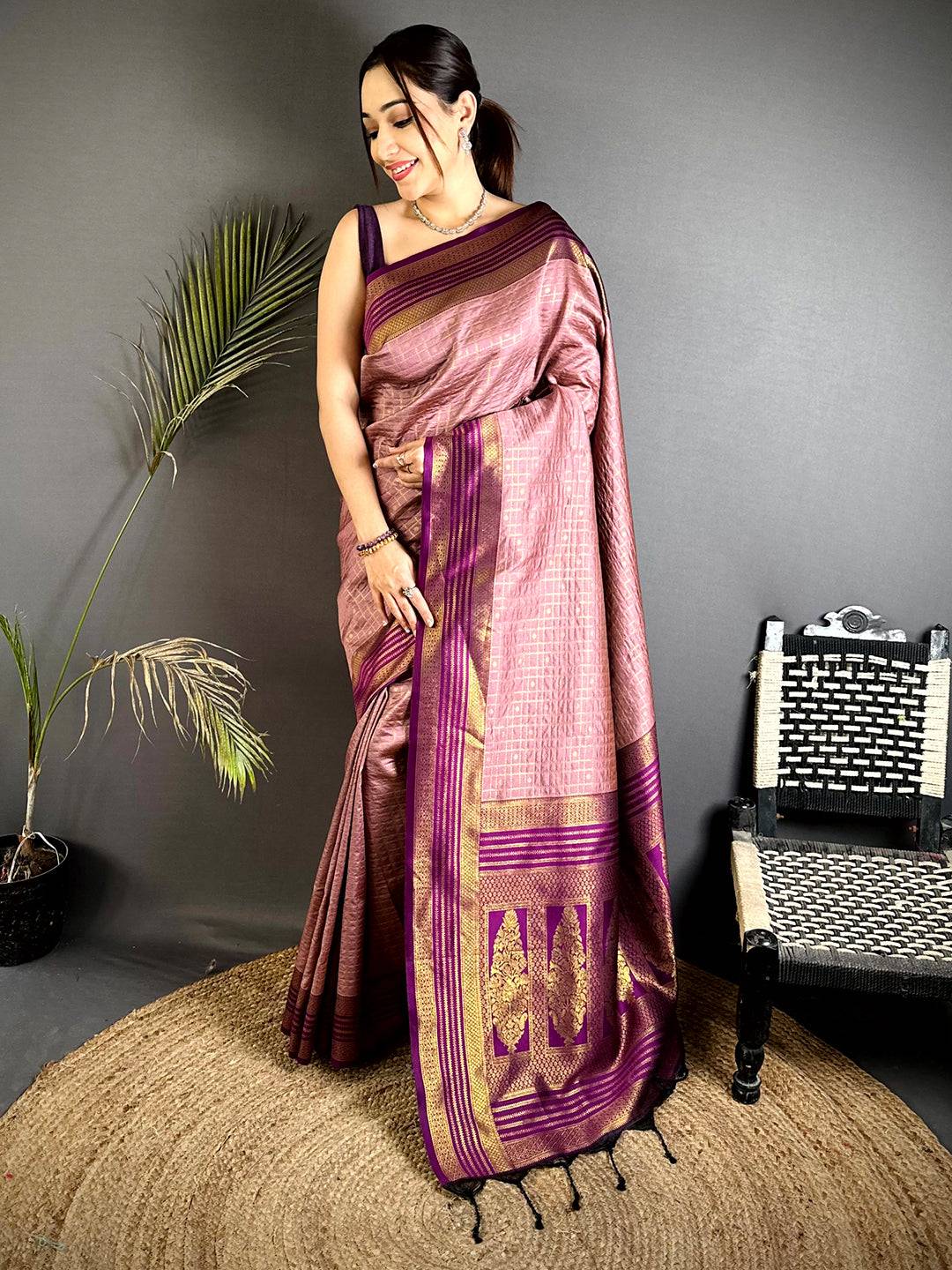 Opulent Magenta Banarasi Katan Silk Saree
