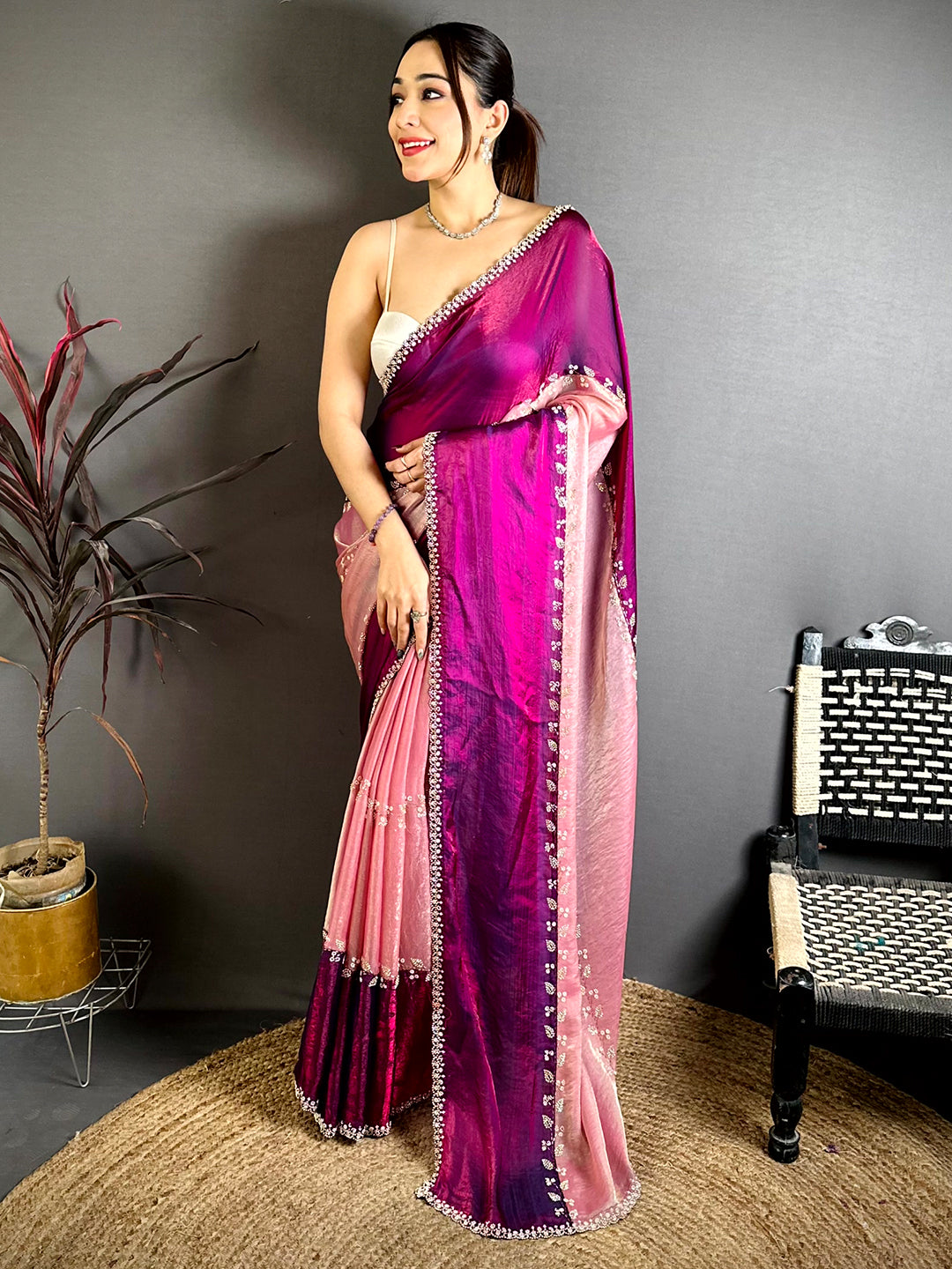 Radiant Peal Satin Tissue Saree