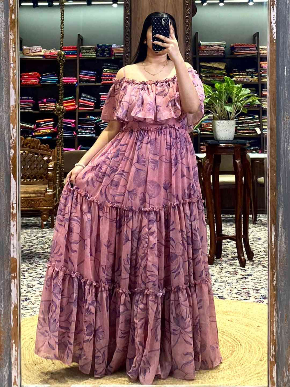 Mauve Botanical Floral Dress