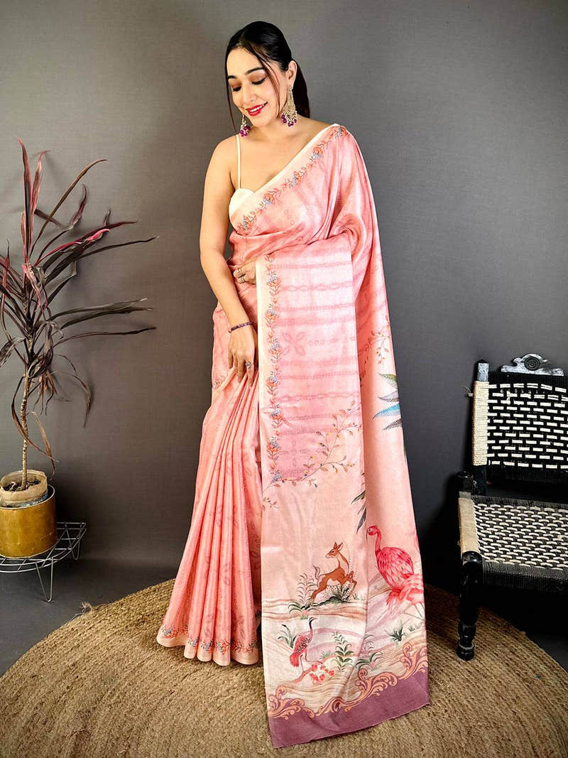 Elegant Sambhavi Print Tussar Saree