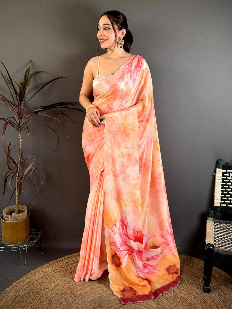 Classic Freehand Shibori Print Chiffon Saree