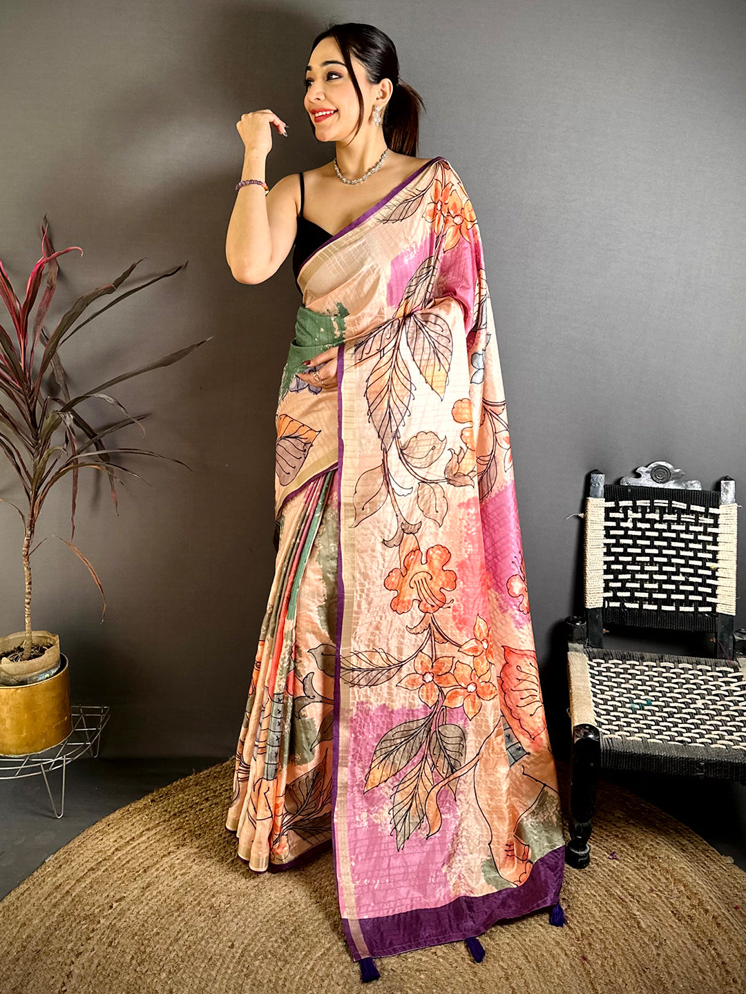 Majestic Tussar Ghicha Printed Saree