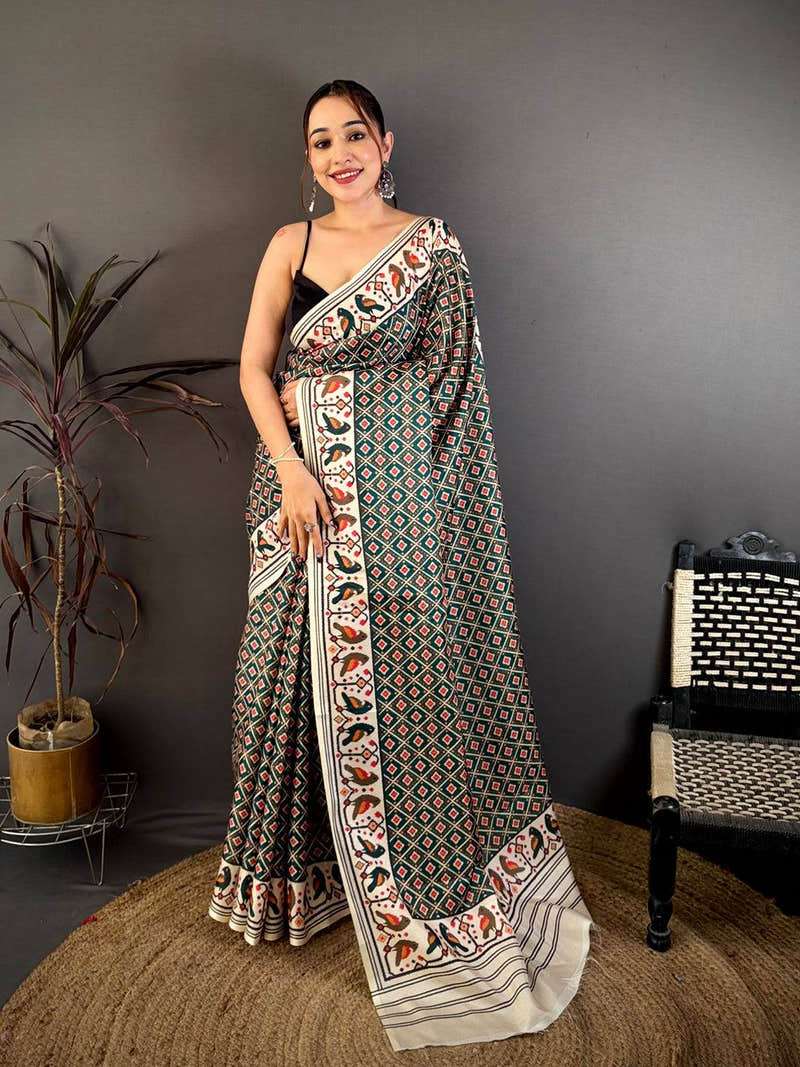 Double Ikkat Checks Soft Tussar Saree