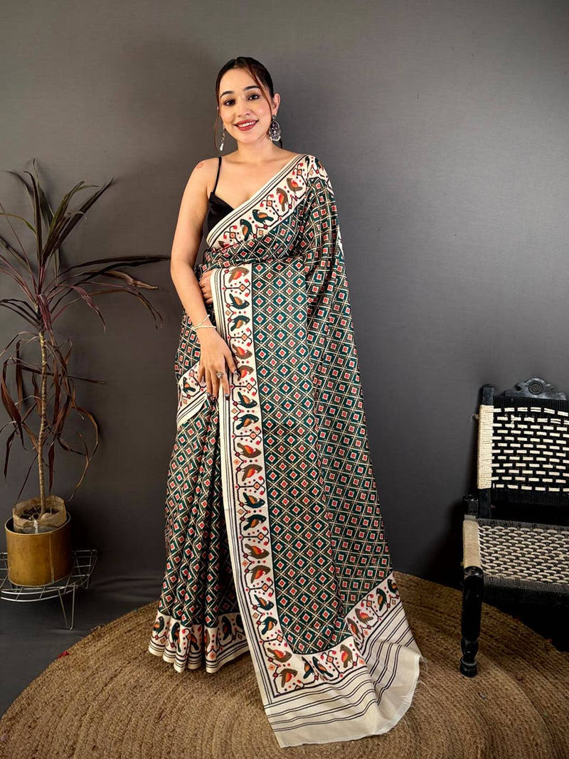 Double Ikkat Checks Soft Tussar Saree
